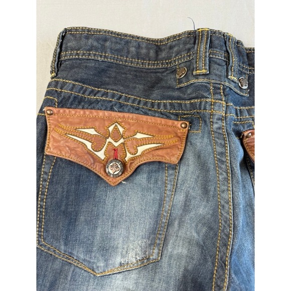 Affliction‎ Y2K Jeans Men's Size 36x33 Cooper Bootcut Leather Flap Pockets - Picture 5 of 16